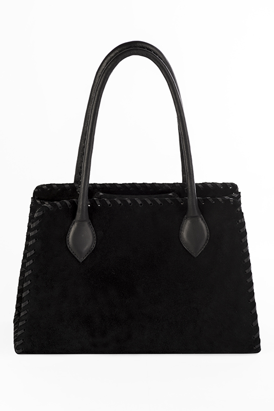 Dress handbag in matt black and satin black leather - Top view